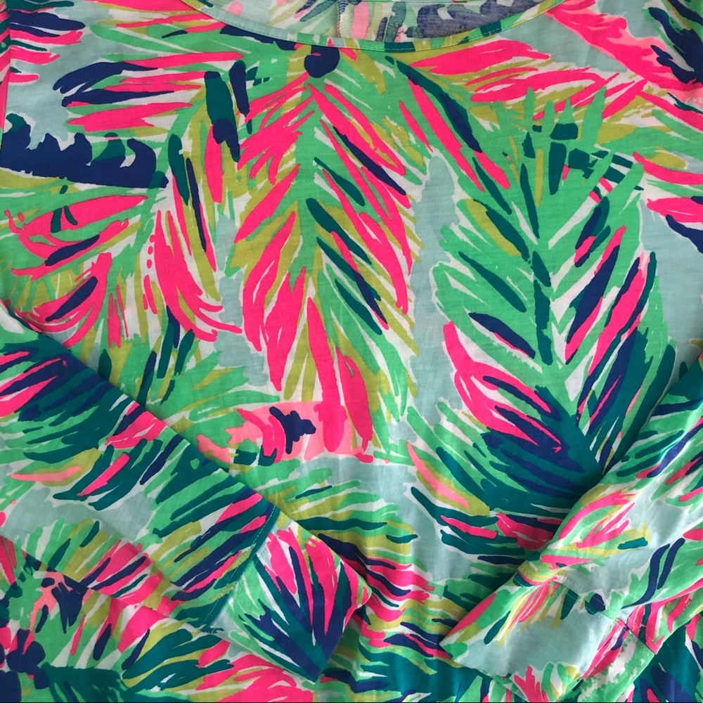 Lilly Pulitzer Long Sleeve Palm Print Knit Dress L